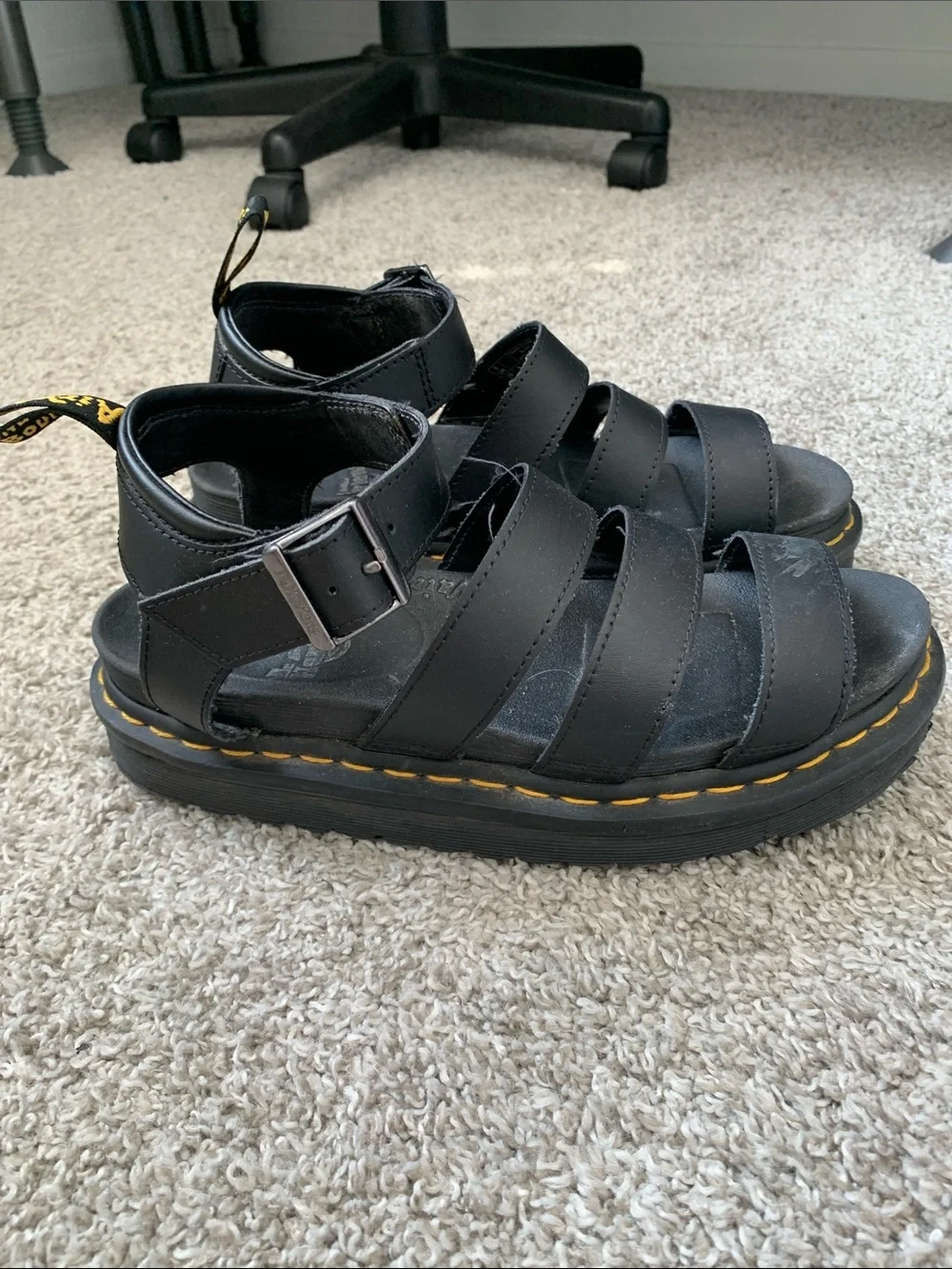 Dr. Martens Blaire Black Strappy Leather Sandals